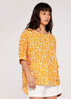 Giraffe Print Button Detail Top, Mustard, large