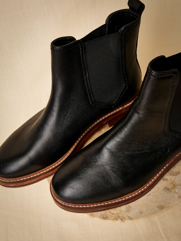 Leather Chelsea Boots, Black, large