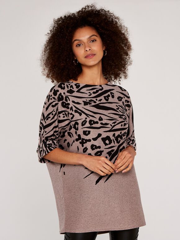 Leopard And Zebra Batwing Top, Pink, large
