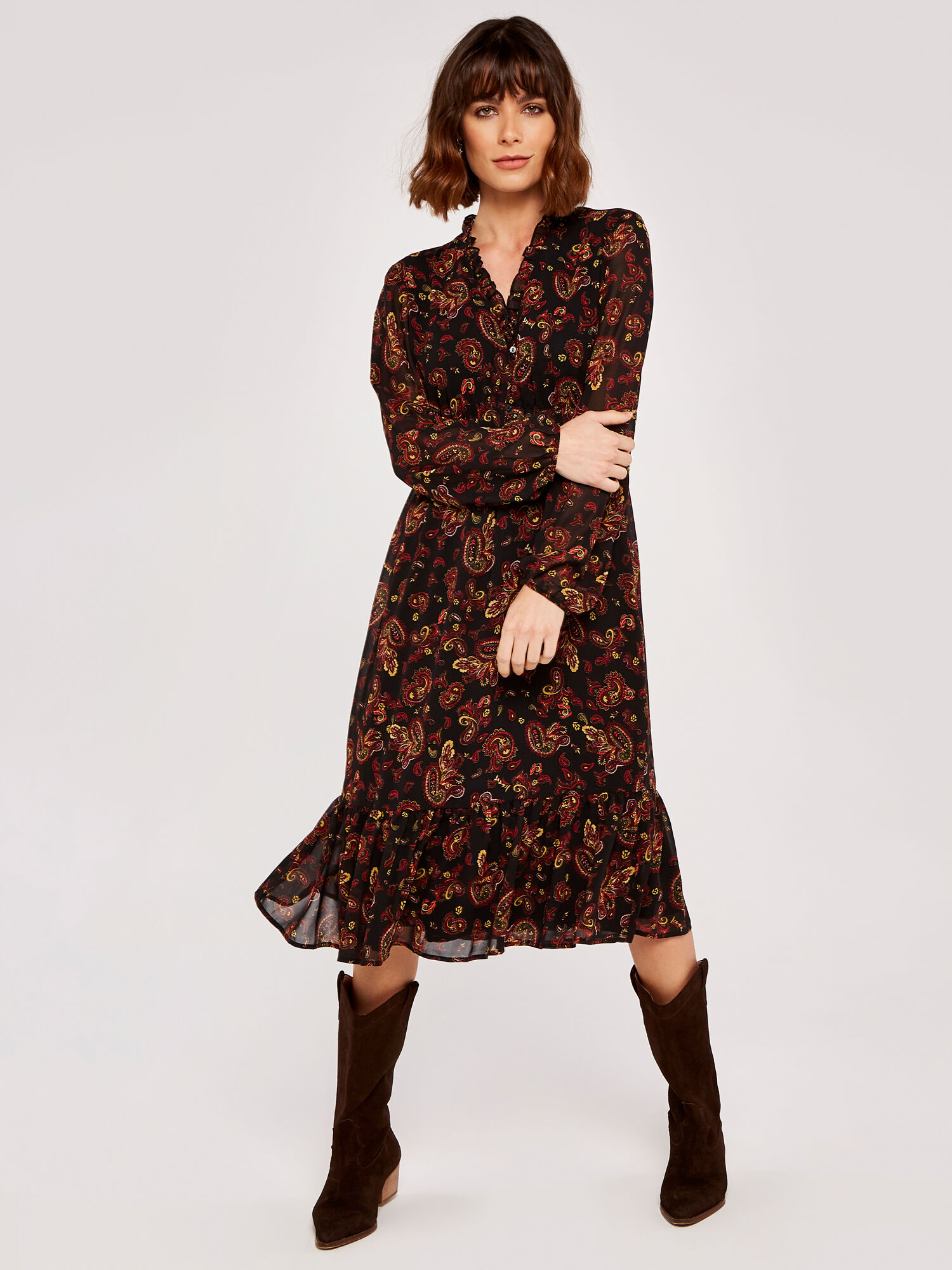 Long outlet ruffle dress