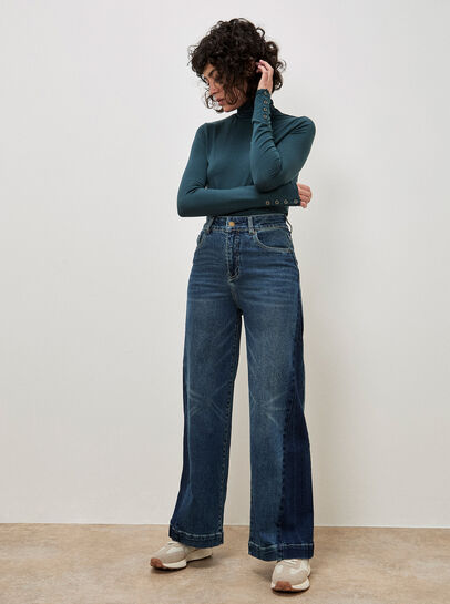 Zia Side Panel Wide Leg Jeans