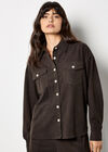 Oversized Cord Shirt, Brown, large