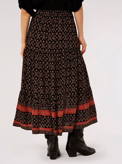 Batik Floral Border Midi Skirt