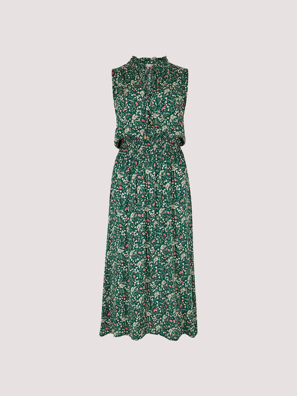Floral Hanky Hem Midi Dress, Green, large