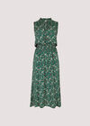 Floral Hanky Hem Midi Dress, Green, large
