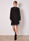 Sequin Trim Shift Mini Dress, Black, large
