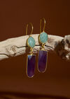 Gold Tone Semi-Precious Stone Drop Earrings, Purple, large