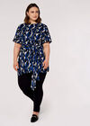 Curve Brushstroke Tie Waist Top, Blue, large