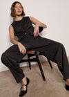 Pinstripe Wide-Leg Balloon Trousers, Dark Grey/Charcoal, large