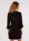 Utility Shirt Mini Dress , Black, large