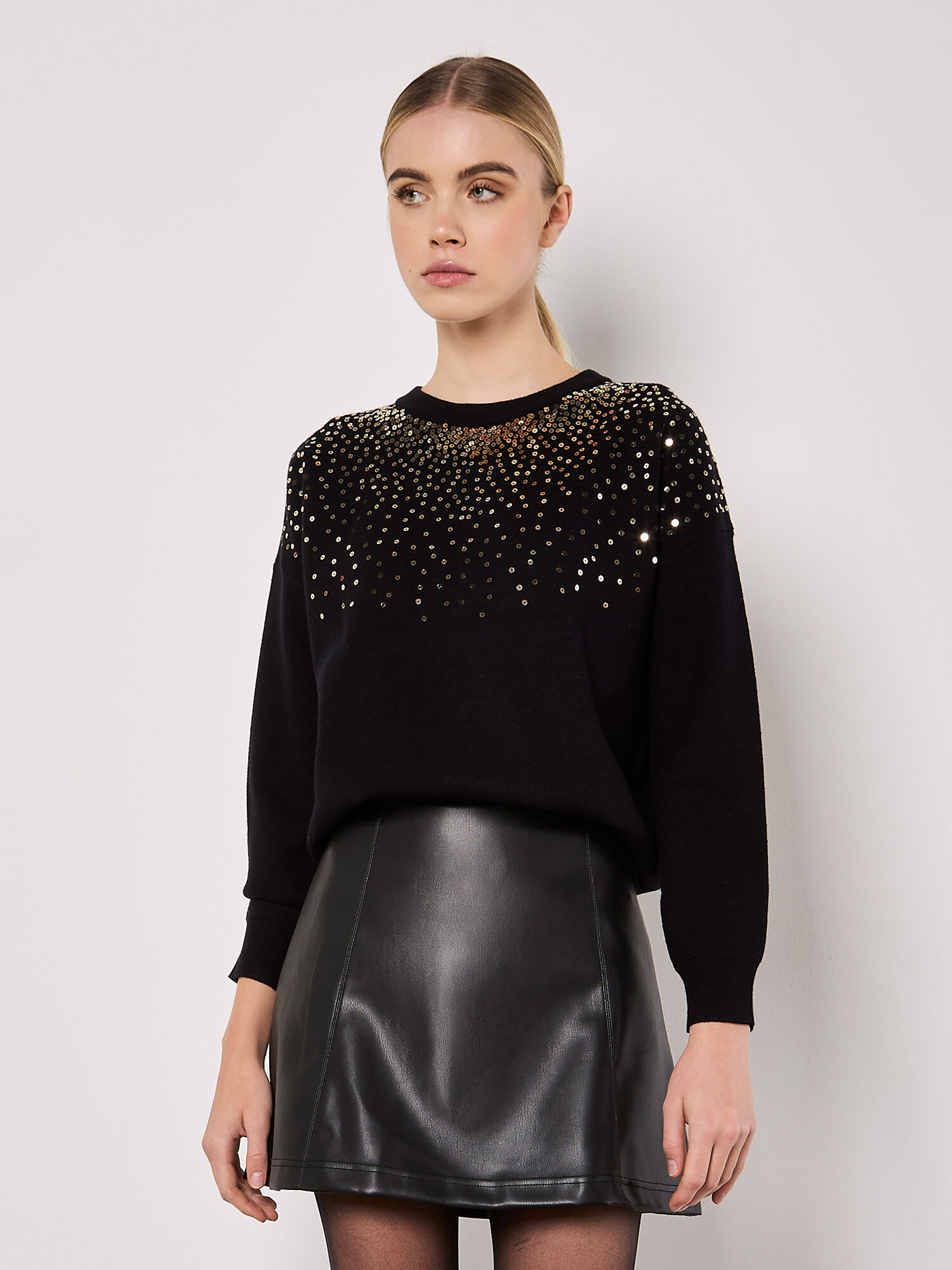 Sequin Embellished Jumper Apricot Clothing