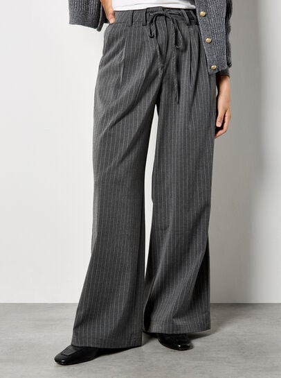 Pinstripe Wide Leg Tailored Trousers
