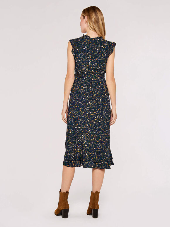 Buttercup Floral Midi Dress, Navy, large
