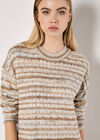 Tonal Stripe Jumper Mini Dress, Stone, large
