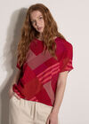 Geometric Patchwork Textured T-Shirt, Fuchsia, large