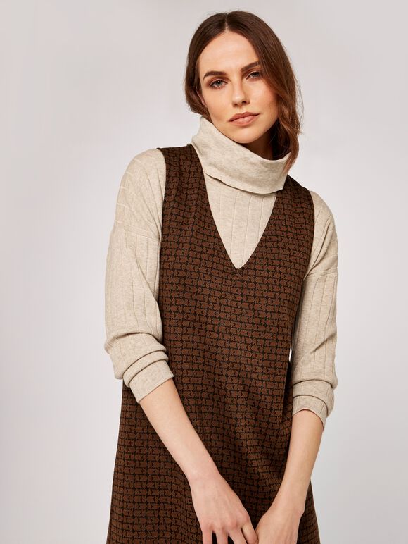 Arrow Pinafore Dress, Rust, large