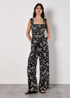 Tropical Print Corset Top, Black, large