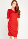Ponti Ruched Bodycon Dress, Red, large