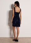 Sequin Velvet Bodycon Mini Dress, Navy, large