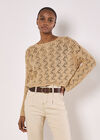 Pointelle Scallop Hem Jumper, Stone, large