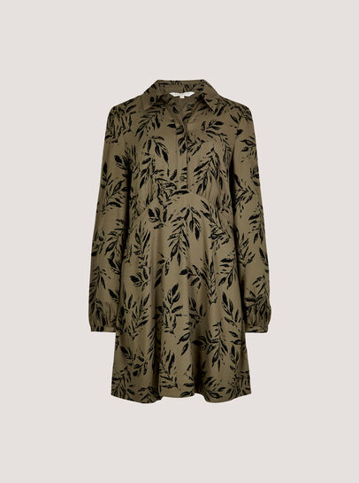 Leaf Print Shirt Mini Dress