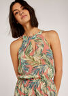 Tropical Chiffon Halter Maxi Dress, Pink, large