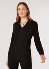 Cut-Out Detail Ribbed Jumper, Black, large