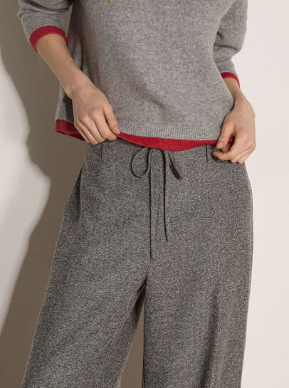 Wide-Leg Herringbone Trousers