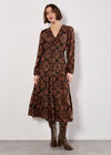 Smock Waist Tiered Dress, Rust, large
