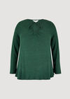 Curve Ribbed Knit Top, Green, large