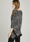 Black Animal Print Chiffon Tunic Top, Black, large