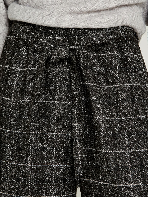 Grey Check Tweed Culottes, Grey, large