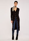 Ribbed Longline Cardigan, Black, large