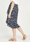 Floral Dot Tie Waist Wrap Skirt, Navy, large