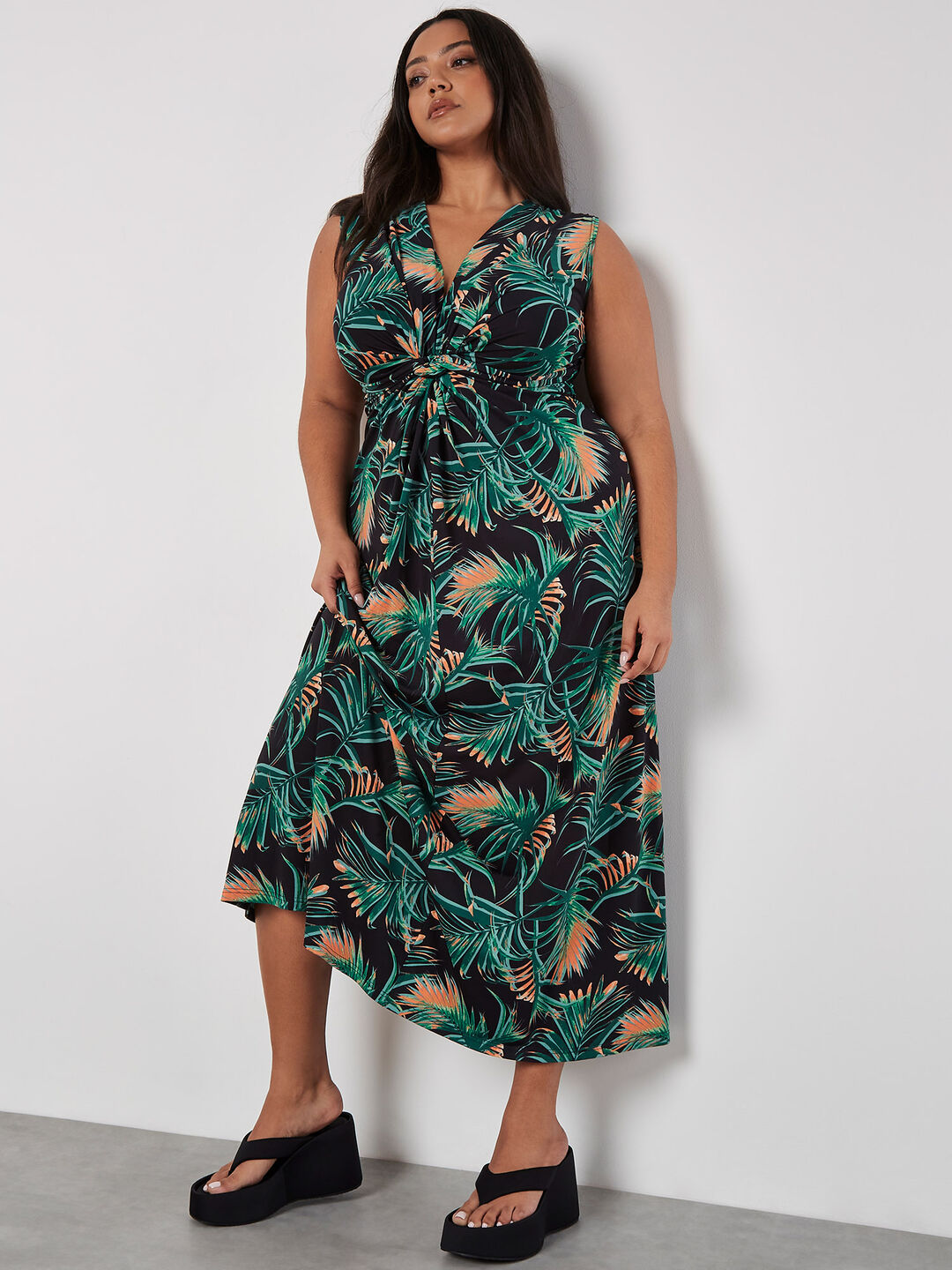 Image of Curve Palm Leaf Maxi Dress