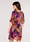 Painterly Tropical Mini Dress, Navy, large