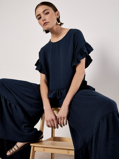 Wide Leg Tiered Trousers
