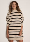 Stripe Oversized Jumper Mini Dress, Stone, large