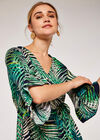 Tropical Leaf Ruffle Dress, Navy, large