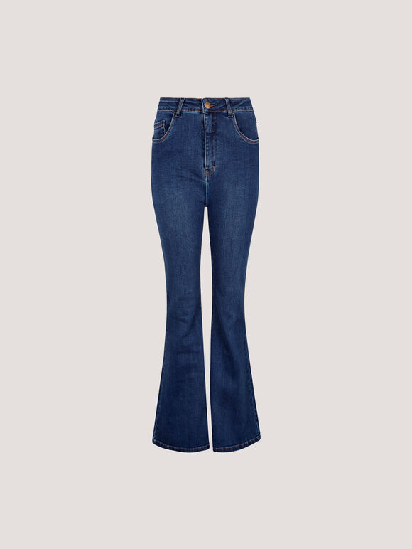 Lola Dark Wash Flare Jeans, Blue, large