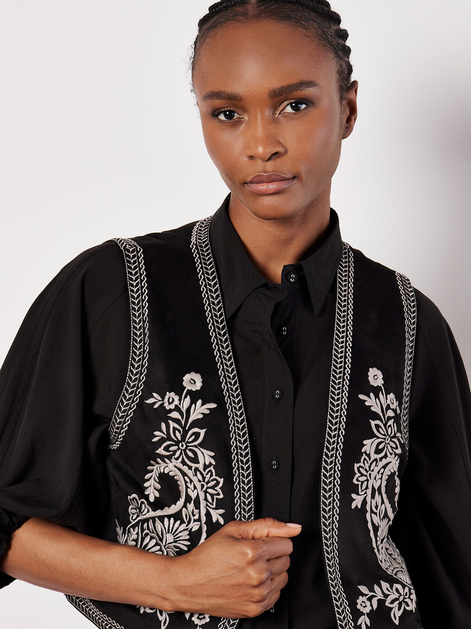 Embroidered Suedette Waistcoat Apricot Clothing