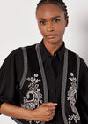 Embroidered Suedette Waistcoat, Black, large