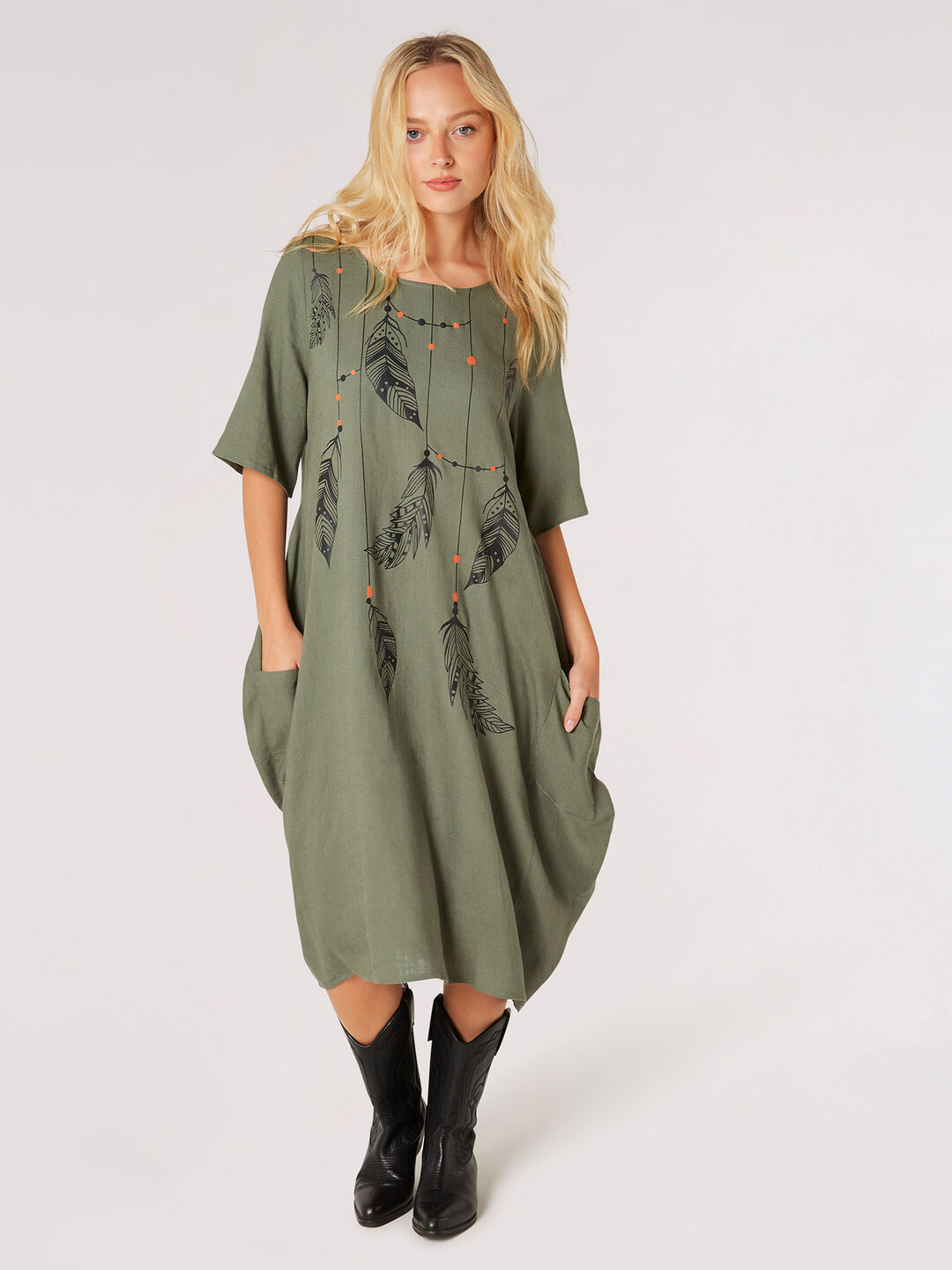 Necklace Print Midi Dress