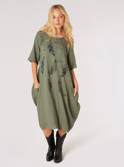 Necklace Print Midi Dress