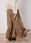 Ditsy Floral Tiered Maxi Skirt, Khaki, large