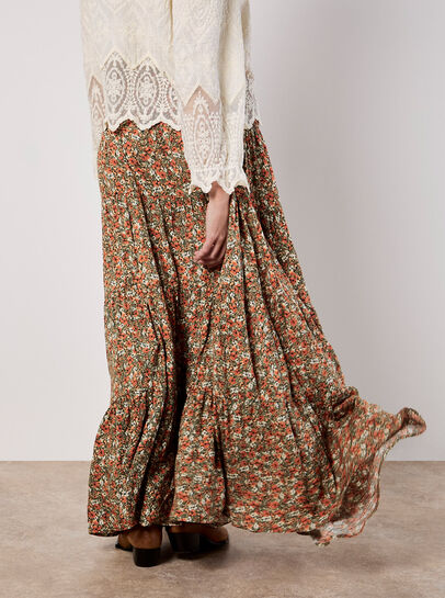 Ditsy Floral Tiered Maxi Skirt