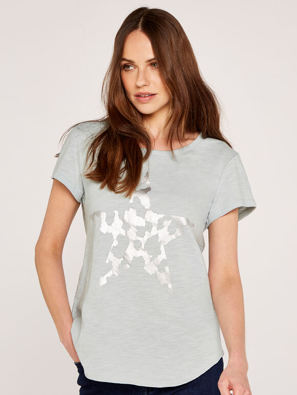 Iridescent Star Tee, Mint, large