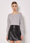 Batwing Sleeve Studded Jumper, Grey, large