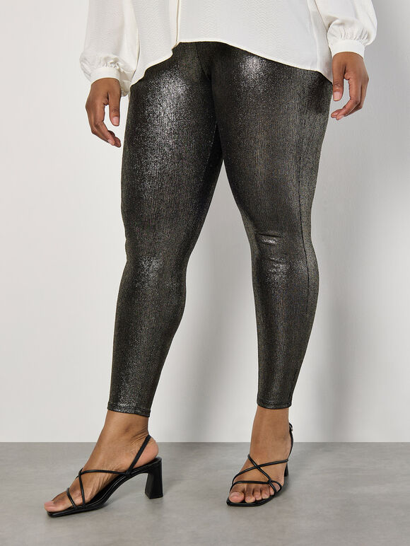 Curve Metallic Shimmer Leggings, Yellow, large