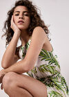 Tropical Leaf Satin Halter Neck Maxi Dress, Stone, large